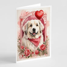 Load image into Gallery viewer, Great Pyrenees Valentine Roses Greeting Cards - Blank Note Cards – 8-Pack of Artist-Designed Cards with Envelopes