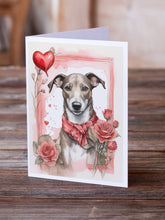 Load image into Gallery viewer, Greyhound Valentine Roses Greeting Cards - Blank Note Cards – 8-Pack of Artist-Designed Cards with Envelopes