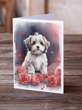 Load image into Gallery viewer, Havanese Valentine Roses Greeting Cards - Blank Note Cards – 8-Pack of Artist-Designed Cards with Envelopes
