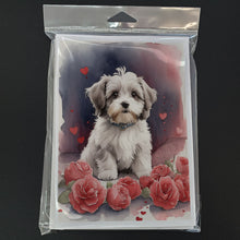Load image into Gallery viewer, Havanese Valentine Roses Greeting Cards - Blank Note Cards – 8-Pack of Artist-Designed Cards with Envelopes