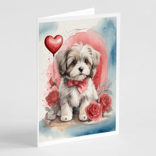 Load image into Gallery viewer, Havanese Valentine Roses Greeting Cards - Blank Note Cards – 8-Pack of Artist-Designed Cards with Envelopes