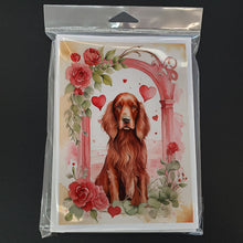 Load image into Gallery viewer, Irish Setter Valentine Roses Greeting Cards - Blank Note Cards – 8-Pack of Artist-Designed Cards with Envelopes