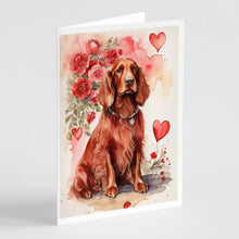 Load image into Gallery viewer, Irish Setter Valentine Roses Greeting Cards - Blank Note Cards – 8-Pack of Artist-Designed Cards with Envelopes