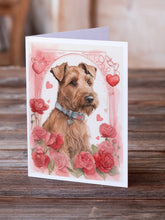 Load image into Gallery viewer, Irish Terrier Valentine Roses Greeting Cards - Blank Note Cards – 8-Pack of Artist-Designed Cards with Envelopes