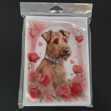 Load image into Gallery viewer, Irish Terrier Valentine Roses Greeting Cards - Blank Note Cards – 8-Pack of Artist-Designed Cards with Envelopes