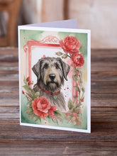 Load image into Gallery viewer, Irish Wolfhound Valentine Roses Greeting Cards - Blank Note Cards – 8-Pack of Artist-Designed Cards with Envelopes