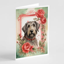 Load image into Gallery viewer, Irish Wolfhound Valentine Roses Greeting Cards - Blank Note Cards – 8-Pack of Artist-Designed Cards with Envelopes