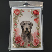 Load image into Gallery viewer, Irish Wolfhound Valentine Roses Greeting Cards - Blank Note Cards – 8-Pack of Artist-Designed Cards with Envelopes