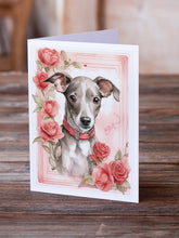 Load image into Gallery viewer, Italian Greyhound Valentine Roses Greeting Cards - Blank Note Cards – 8-Pack of Artist-Designed Cards with Envelopes