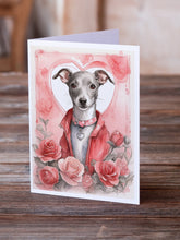 Load image into Gallery viewer, Italian Greyhound Valentine Roses Greeting Cards - Blank Note Cards – 8-Pack of Artist-Designed Cards with Envelopes