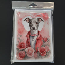 Load image into Gallery viewer, Italian Greyhound Valentine Roses Greeting Cards - Blank Note Cards – 8-Pack of Artist-Designed Cards with Envelopes