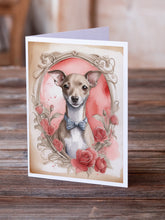 Load image into Gallery viewer, Italian Greyhound Valentine Roses Greeting Cards - Blank Note Cards – 8-Pack of Artist-Designed Cards with Envelopes