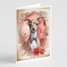 Load image into Gallery viewer, Italian Greyhound Valentine Roses Greeting Cards - Blank Note Cards – 8-Pack of Artist-Designed Cards with Envelopes