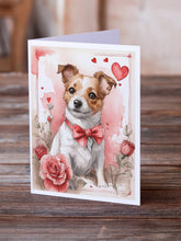 Load image into Gallery viewer, Jack Russell Terrier Valentine Roses Greeting Cards - Blank Note Cards – 8-Pack of Artist-Designed Cards with Envelopes