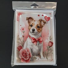 Load image into Gallery viewer, Jack Russell Terrier Valentine Roses Greeting Cards - Blank Note Cards – 8-Pack of Artist-Designed Cards with Envelopes