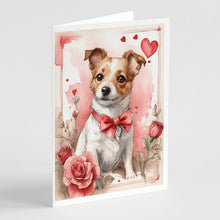 Load image into Gallery viewer, Jack Russell Terrier Valentine Roses Greeting Cards - Blank Note Cards – 8-Pack of Artist-Designed Cards with Envelopes