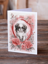 Load image into Gallery viewer, Japanese Chin Valentine Roses Greeting Cards - Blank Note Cards – 8-Pack of Artist-Designed Cards with Envelopes