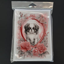 Load image into Gallery viewer, Japanese Chin Valentine Roses Greeting Cards - Blank Note Cards – 8-Pack of Artist-Designed Cards with Envelopes