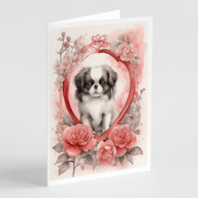 Load image into Gallery viewer, Japanese Chin Valentine Roses Greeting Cards - Blank Note Cards – 8-Pack of Artist-Designed Cards with Envelopes