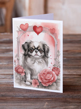 Load image into Gallery viewer, Japanese Chin Valentine Roses Greeting Cards - Blank Note Cards – 8-Pack of Artist-Designed Cards with Envelopes