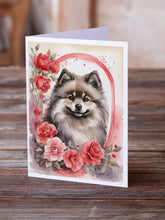 Load image into Gallery viewer, Keeshond Valentine Roses Greeting Cards - Blank Note Cards – 8-Pack of Artist-Designed Cards with Envelopes