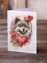 Load image into Gallery viewer, Keeshond Valentine Roses Greeting Cards - Blank Note Cards – 8-Pack of Artist-Designed Cards with Envelopes
