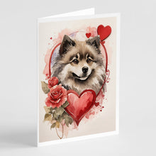 Load image into Gallery viewer, Keeshond Valentine Roses Greeting Cards - Blank Note Cards – 8-Pack of Artist-Designed Cards with Envelopes