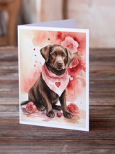 Load image into Gallery viewer, Chocolate Labrador Retriever Valentine Roses Greeting Cards - Blank Note Cards – 8-Pack of Artist-Designed Cards with Envelopes