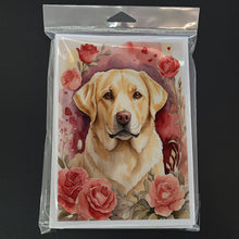 Load image into Gallery viewer, Yellow Labrador Retriever Valentine Roses Greeting Cards - Blank Note Cards – 8-Pack of Artist-Designed Cards with Envelopes