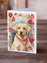 Load image into Gallery viewer, Yellow Labrador Retriever Valentine Roses Greeting Cards - Blank Note Cards – 8-Pack of Artist-Designed Cards with Envelopes