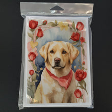 Load image into Gallery viewer, Yellow Labrador Retriever Valentine Roses Greeting Cards - Blank Note Cards – 8-Pack of Artist-Designed Cards with Envelopes