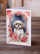 Load image into Gallery viewer, Lhasa Apso Valentine Roses Greeting Cards - Blank Note Cards – 8-Pack of Artist-Designed Cards with Envelopes