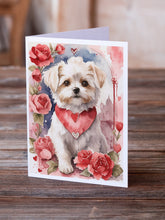 Load image into Gallery viewer, Maltese Valentine Roses Greeting Cards - Blank Note Cards – 8-Pack of Artist-Designed Cards with Envelopes