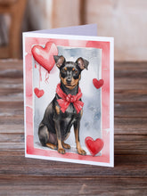 Load image into Gallery viewer, Manchester Terrier Valentine Roses Greeting Cards - Blank Note Cards – 8-Pack of Artist-Designed Cards with Envelopes