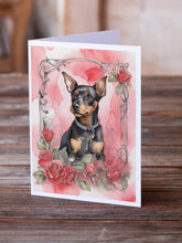 Load image into Gallery viewer, Manchester Terrier Valentine Roses Greeting Cards - Blank Note Cards – 8-Pack of Artist-Designed Cards with Envelopes