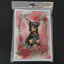 Load image into Gallery viewer, Manchester Terrier Valentine Roses Greeting Cards - Blank Note Cards – 8-Pack of Artist-Designed Cards with Envelopes