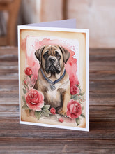Load image into Gallery viewer, Mastiff Valentine Roses Greeting Cards - Blank Note Cards – 8-Pack of Artist-Designed Cards with Envelopes