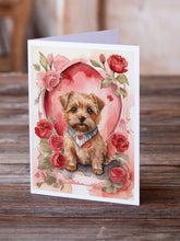 Load image into Gallery viewer, Norfolk Terrier Valentine Roses Greeting Cards - Blank Note Cards – 8-Pack of Artist-Designed Cards with Envelopes