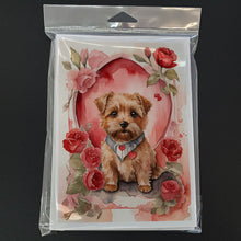 Load image into Gallery viewer, Norfolk Terrier Valentine Roses Greeting Cards - Blank Note Cards – 8-Pack of Artist-Designed Cards with Envelopes