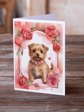 Load image into Gallery viewer, Norfolk Terrier Valentine Roses Greeting Cards - Blank Note Cards – 8-Pack of Artist-Designed Cards with Envelopes