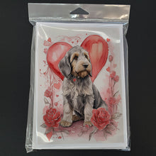 Load image into Gallery viewer, Otterhound Valentine Roses Greeting Cards - Blank Note Cards – 8-Pack of Artist-Designed Cards with Envelopes