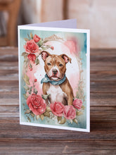 Load image into Gallery viewer, Pit Bull Terrier Valentine Roses Greeting Cards - Blank Note Cards – 8-Pack of Artist-Designed Cards with Envelopes