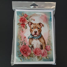 Load image into Gallery viewer, Pit Bull Terrier Valentine Roses Greeting Cards - Blank Note Cards – 8-Pack of Artist-Designed Cards with Envelopes