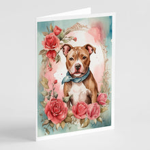 Load image into Gallery viewer, Pit Bull Terrier Valentine Roses Greeting Cards - Blank Note Cards – 8-Pack of Artist-Designed Cards with Envelopes
