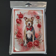 Load image into Gallery viewer, Pit Bull Terrier Valentine Roses Greeting Cards - Blank Note Cards – 8-Pack of Artist-Designed Cards with Envelopes