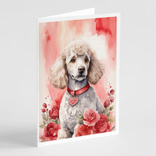 Load image into Gallery viewer, Poodle Valentine Roses Greeting Cards - Blank Note Cards – 8-Pack of Artist-Designed Cards with Envelopes