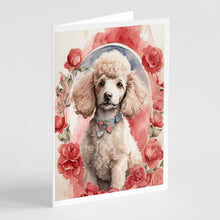 Load image into Gallery viewer, Poodle Valentine Roses Greeting Cards - Blank Note Cards – 8-Pack of Artist-Designed Cards with Envelopes