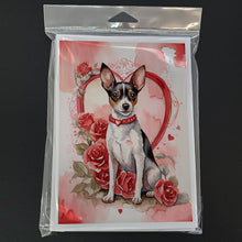 Load image into Gallery viewer, Rat Terrier Valentine Roses Greeting Cards - Blank Note Cards – 8-Pack of Artist-Designed Cards with Envelopes