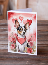 Load image into Gallery viewer, Rat Terrier Valentine Roses Greeting Cards - Blank Note Cards – 8-Pack of Artist-Designed Cards with Envelopes