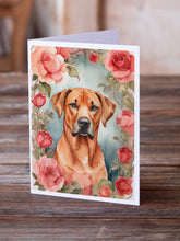 Load image into Gallery viewer, Rhodesian Ridgeback Valentine Roses Greeting Cards - Blank Note Cards – 8-Pack of Artist-Designed Cards with Envelopes